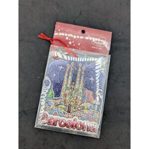 Ornament Barcelona Spain one Textured side sparkly vibrant souvenir Christmas